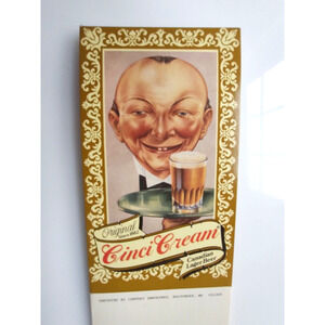 Cinci Cream Canadian Lager Beer Handsome Waiter Table Sign Advertising Vintage